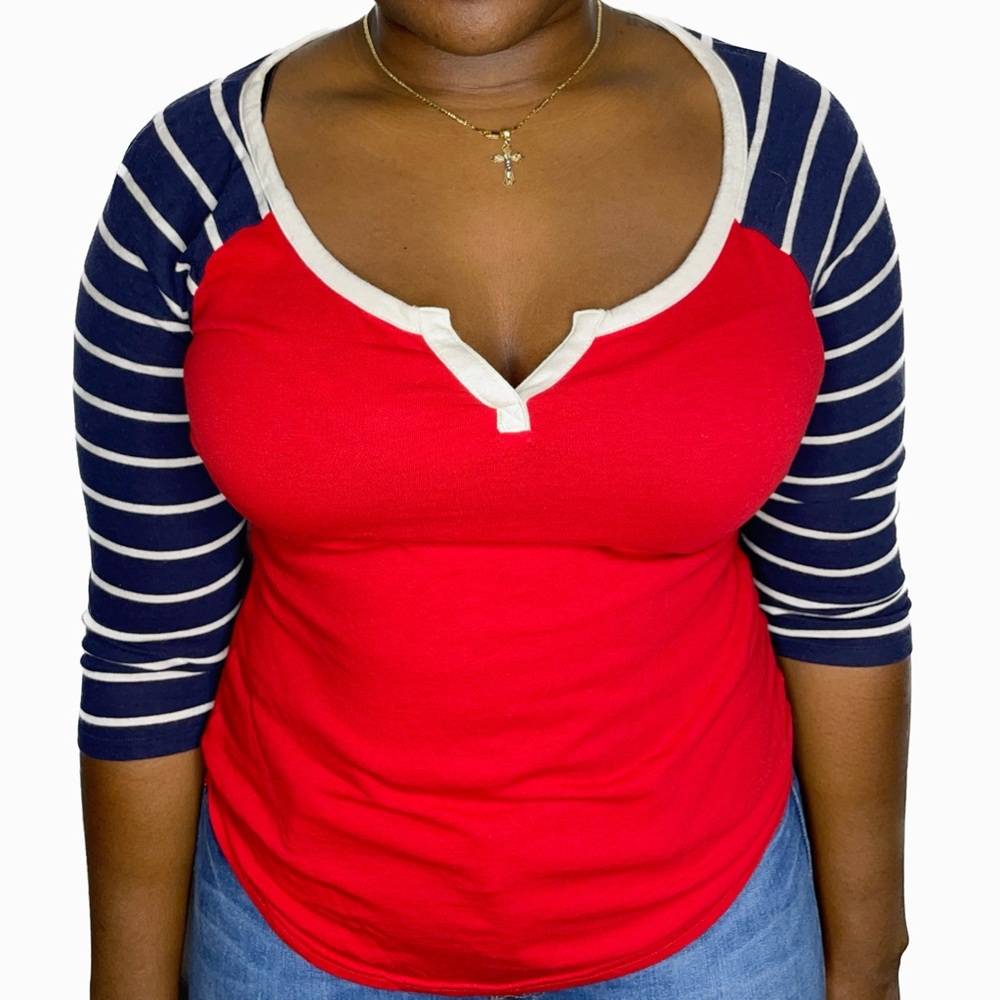 EXPRESS Striped Half Sleeve Tee